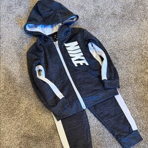 Nike Kids' Gray and White Dri-fit Tracksuit
